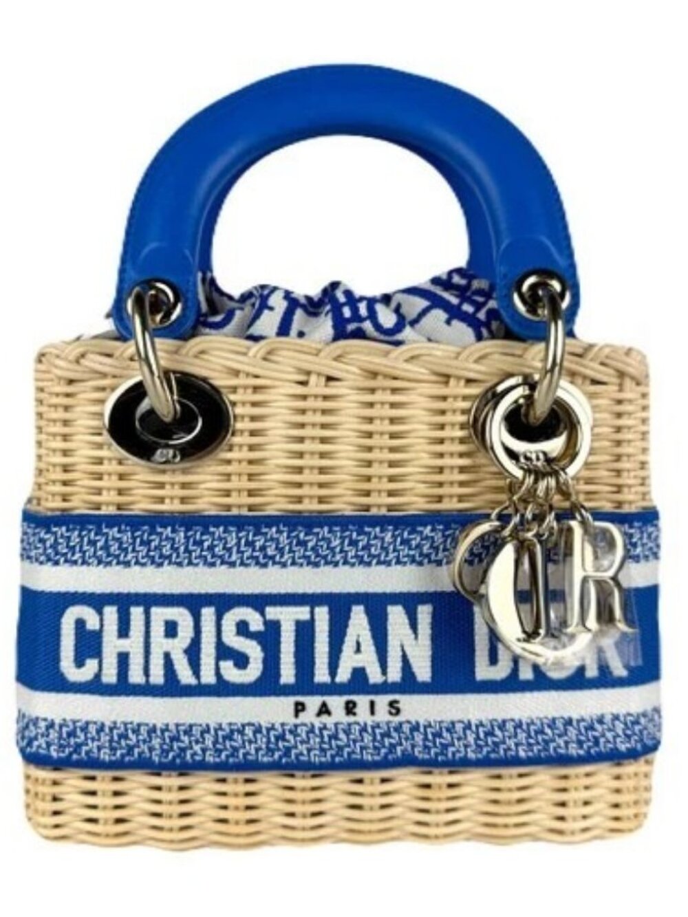 Auth Christian Dior Lady Dior Mini Handbag Crossbody Shoulder Bag Wicker - z8020